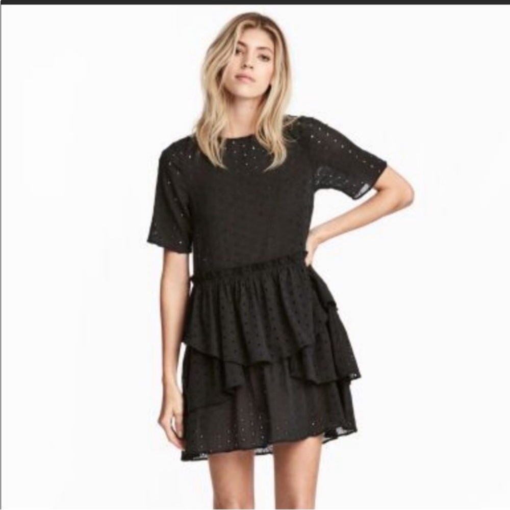 H&M gray eyelet mini dress
